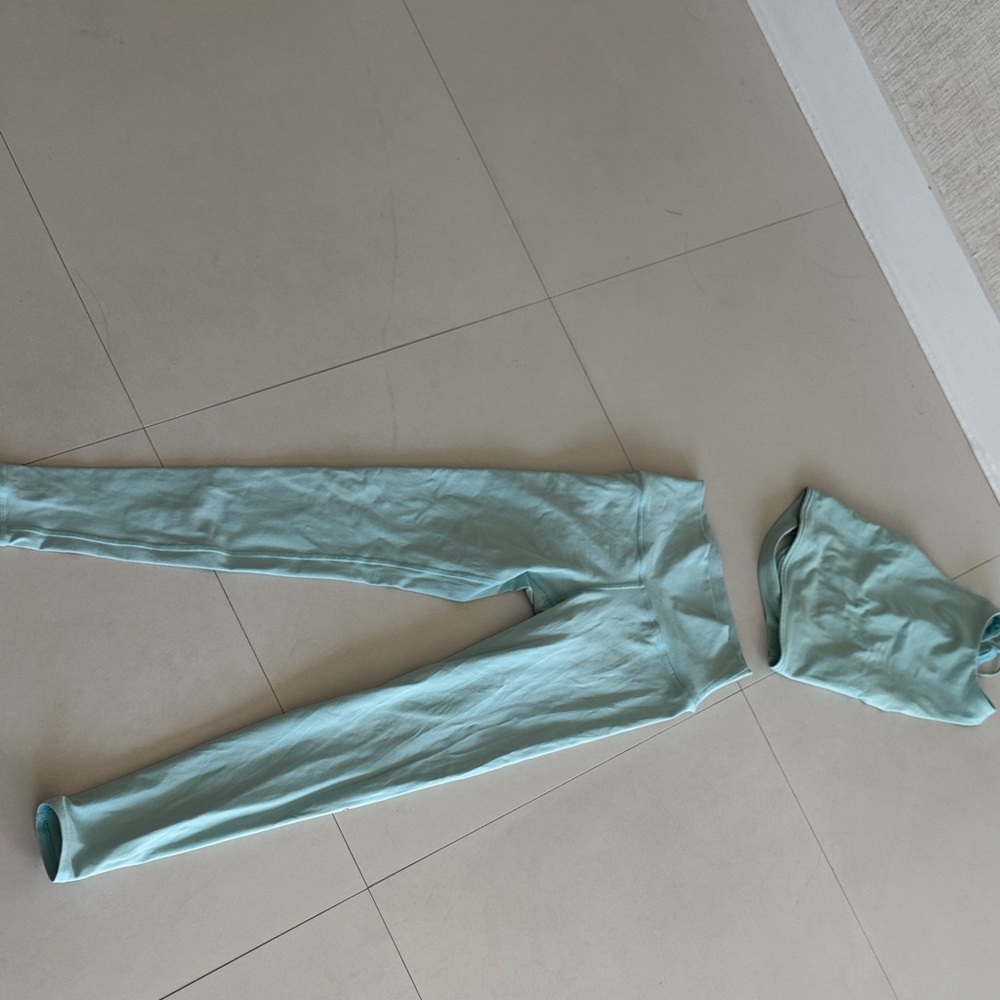 Light Blue Leggings size S and Top size M Set Alo yoga